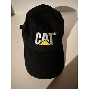 CAT Logo Baseball Cap Youth Adjustable Metal Clasp Black  Excellent Condition